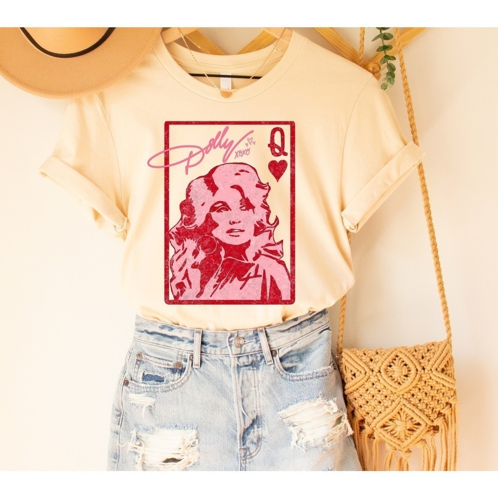 Dolly Parton Queen Of Hearts Tshirtdolly Playing Card Tshirt